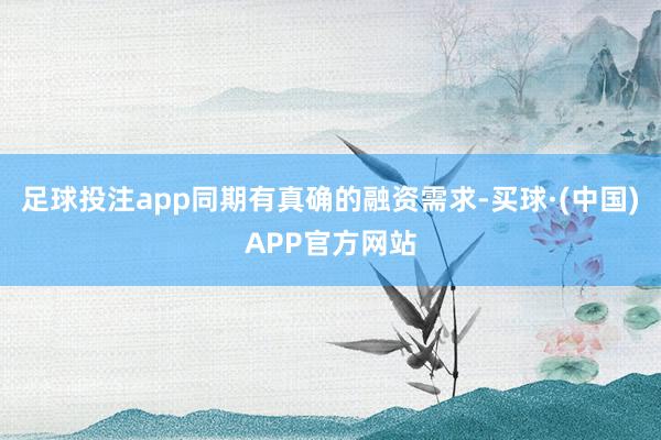 足球投注app同期有真确的融资需求-买球·(中国)APP官方网站