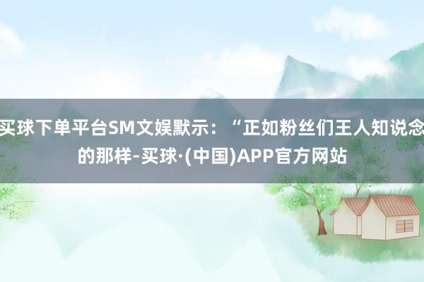 买球下单平台SM文娱默示：“正如粉丝们王人知说念的那样-买球·(中国)APP官方网站