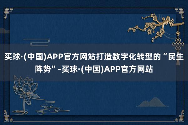 买球·(中国)APP官方网站打造数字化转型的“民生阵势”-买球·(中国)APP官方网站