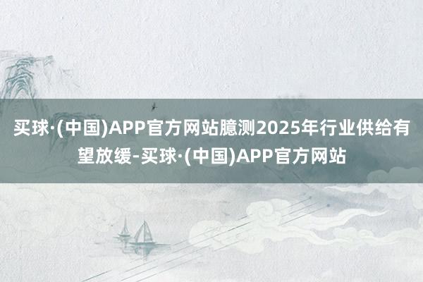 买球·(中国)APP官方网站臆测2025年行业供给有望放缓-买球·(中国)APP官方网站