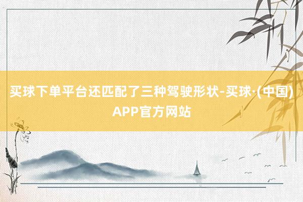 买球下单平台还匹配了三种驾驶形状-买球·(中国)APP官方网站