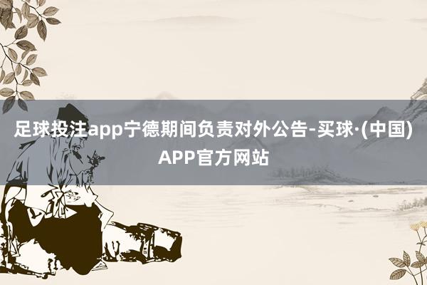 足球投注app宁德期间负责对外公告-买球·(中国)APP官方网站