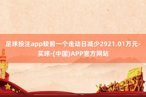 足球投注app较前一个走动日减少2921.01万元-买球·(中国)APP官方网站