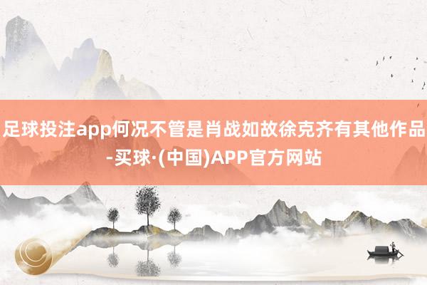 足球投注app何况不管是肖战如故徐克齐有其他作品-买球·(中国)APP官方网站