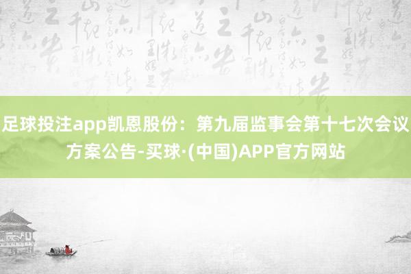 足球投注app凯恩股份：第九届监事会第十七次会议方案公告-买球·(中国)APP官方网站